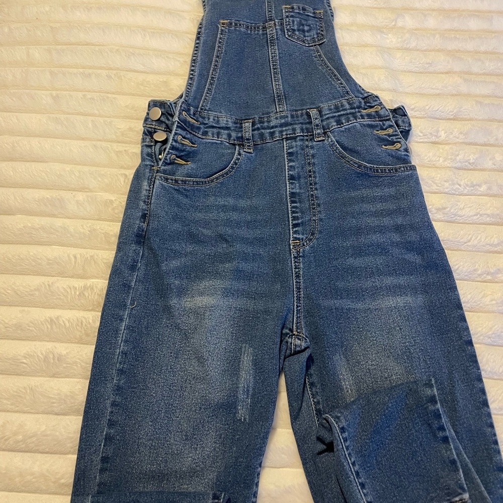 SHEIN Blue Denim Buttoned Overalls